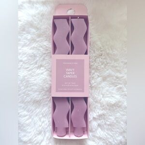 WAVY TAPER CANDLE STICK SET - NIB 2 piece set - -FRAGRANCE FREE -